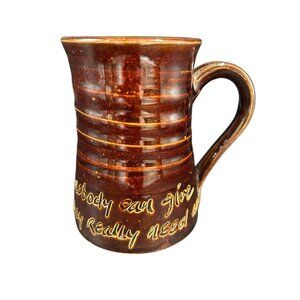 Vintage Red ware Art Pottery Coffee Mug Inscribed & Artist Signed K Omundson